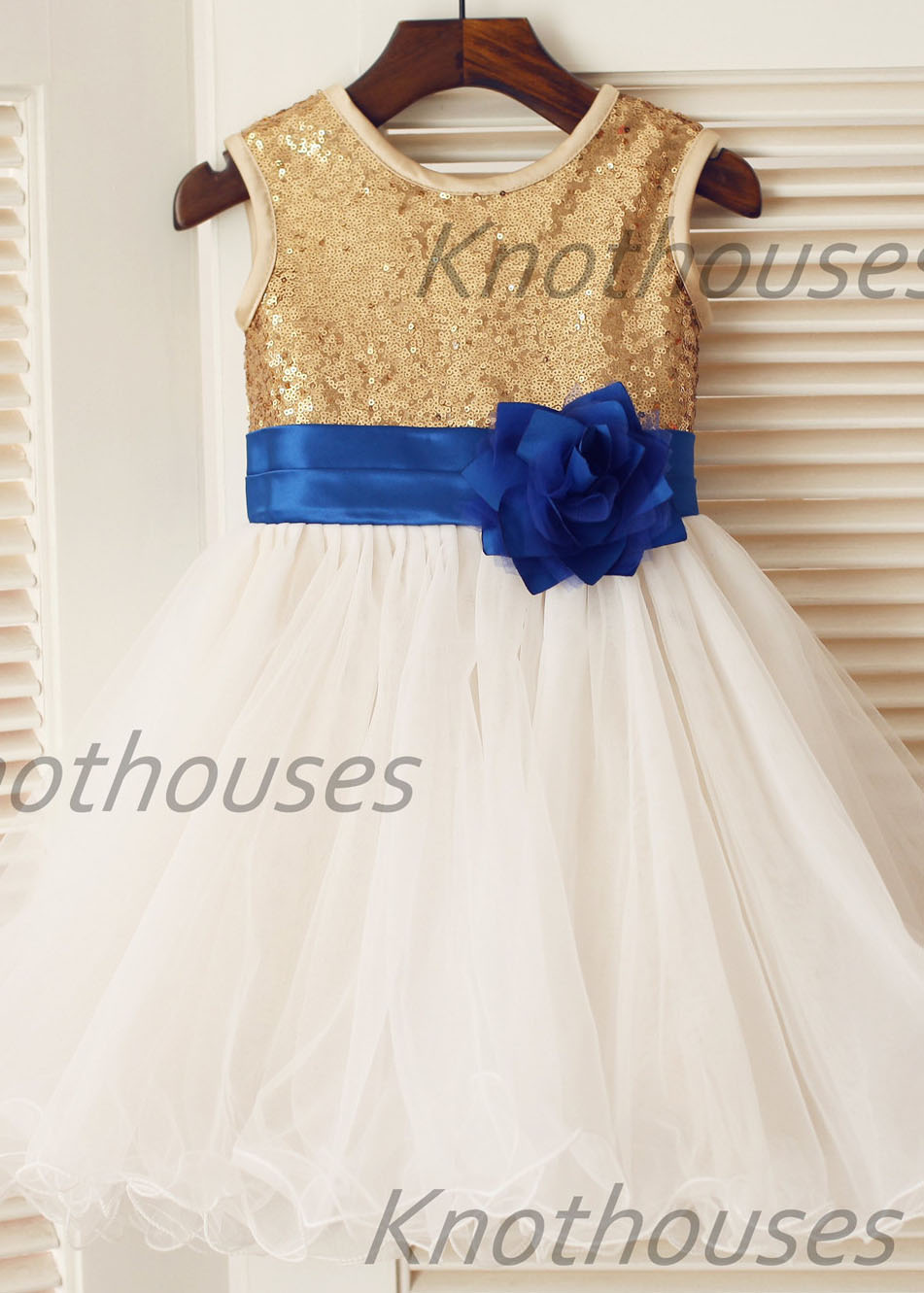 Flower girl dresses outlet navy blue and gold